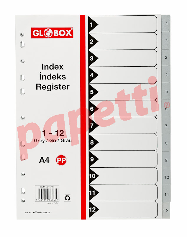 Globox, index / separator