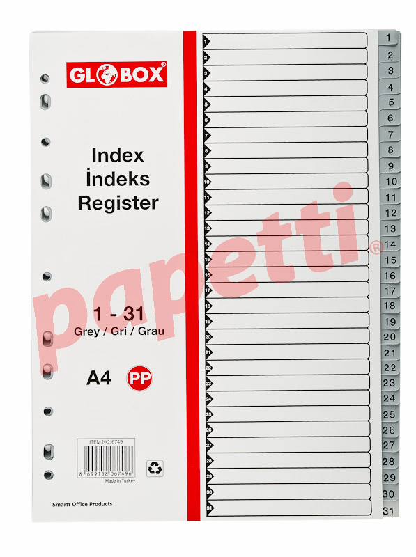 Globox, index / separator