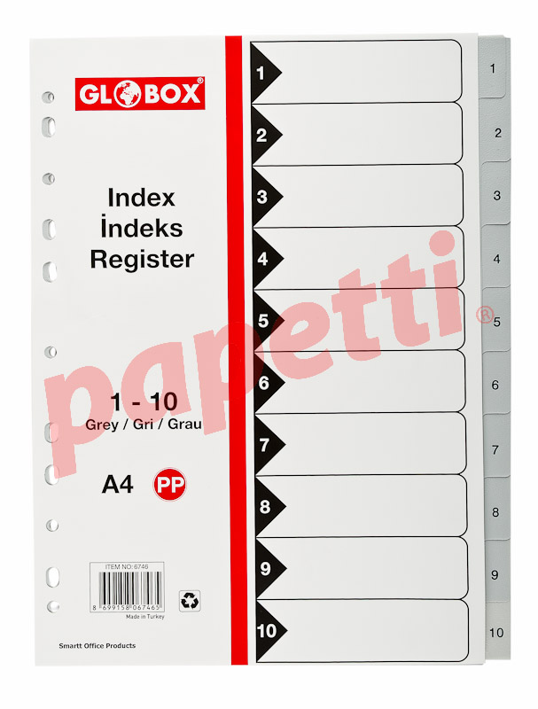 Globox, index / separator